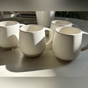 Anthropologie Set of White ivory Ceramic Mugs
